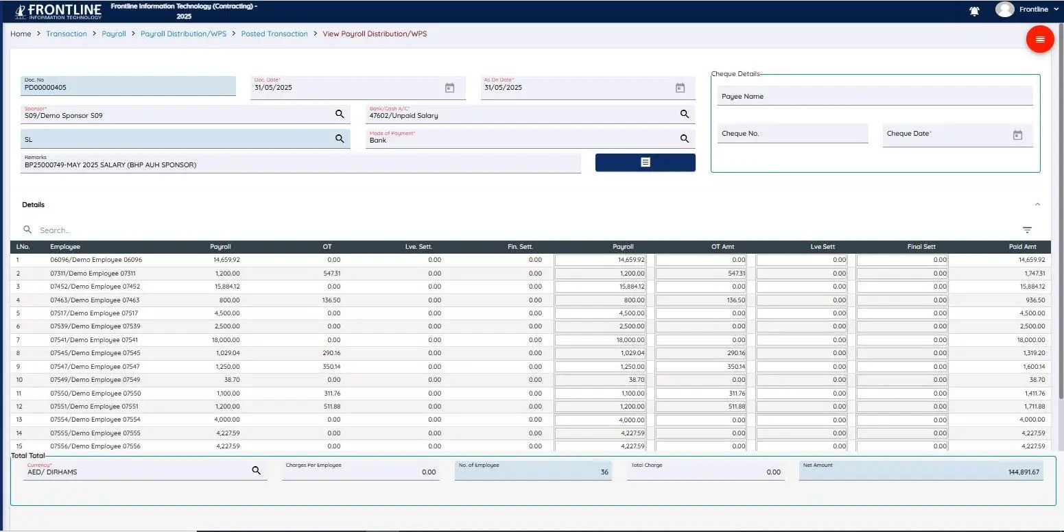 HCM System UAE - HRMS Dashboard